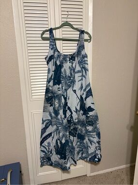 ASOS Curve Blue and White Tropical Print Sundress